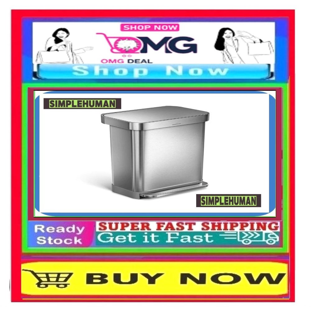 🛑 SIMPLEHUMAN Step ➕🆒 TRASHCAN Hand-Free WASTE CAN Stainless 💸BUY NOW‼️🟢